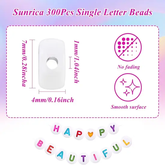 300Pcs Round Letter Beads C 4X7mm Individual Alphabet Beads for Friendship Bracelets Making {6}