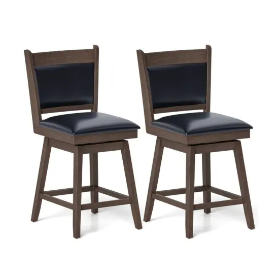 25/29 Inch Padded Bar Stools Set of 2 with Swivel Seat, Footrest, and Comfortable Upholstered Design {7}