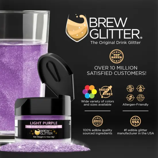 Brew Glitter - Light Purple Edible Drink Glitter (4g, x1 Flip-Cap Jar) for Beer, Cocktails and Beverages {2}