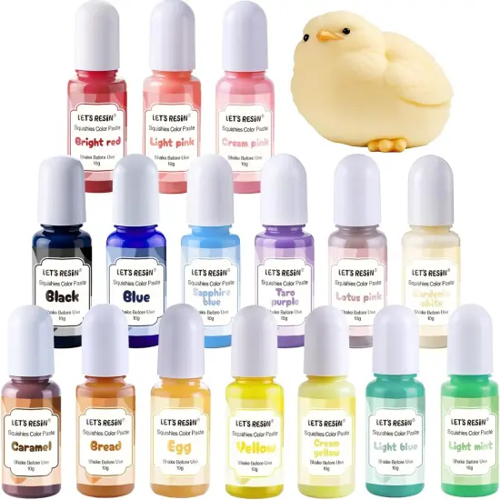 LET'S RESIN Silicone Pigment Dye for Taba Squishy, 16 Colors Opaque Pigment Paste for Silicone Rubber Mold Making, Vibrant Colorant for Squishy Maker Coloring {1}