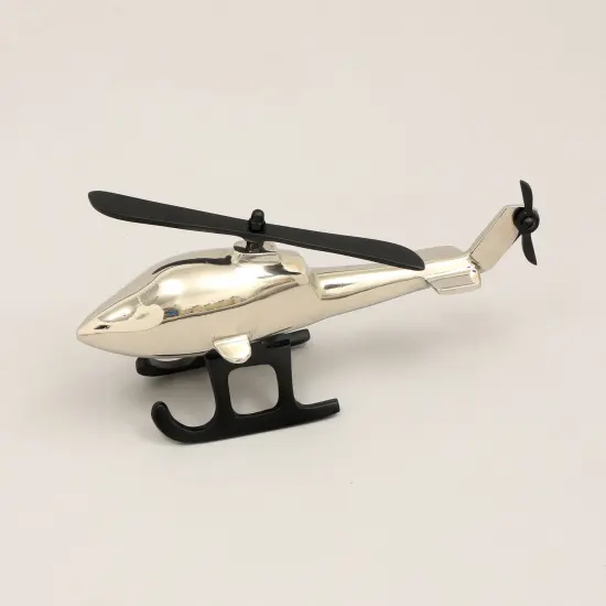 Aluminum Airplane Decorative Sculpture-Home Decor Statue-Accent Figurine Helicopter Silver {2}