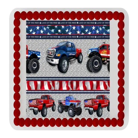 Cool trucks Edible Icing Sheet cake topper for 1/4 Sheet cake or larger {2}