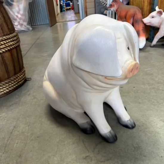 Comic Pig Sitting Life Size Statue {4}