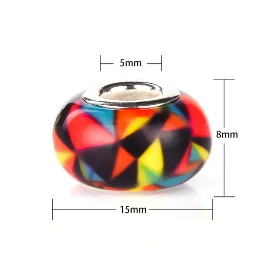 120 Pieces Assorted European Craft Beads Large Hole Lampwork Spacer Beads Colorful European Beads for DIY Necklace Bracelet Jewelry Making (Out Flower) {4}