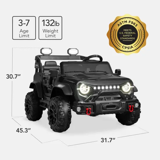 Best Choice Products Kids 24V 2-Seater Electric Ride-On Car Truck w/ Parent Control, Bluetooth, LED Lights Black {2}