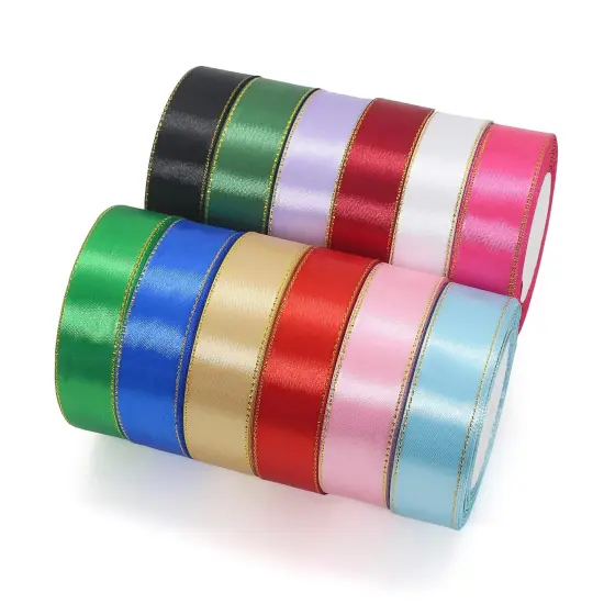 Gift Wrapping Satin Ribbon for Valentine's Day Flower Bouquet Arts Crafts Sewing 25 Yard Each Roll Ribbon for Trim Bow Merry Christmas Decoration (12 Colors Mix, 1 inch Width) {2}