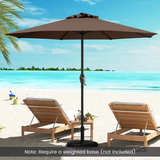 Fabric Outdoor Heavy Duty Market Umbrella with Crank Handle, 8 Sturdy Ribs, UV Protection Brown {6}