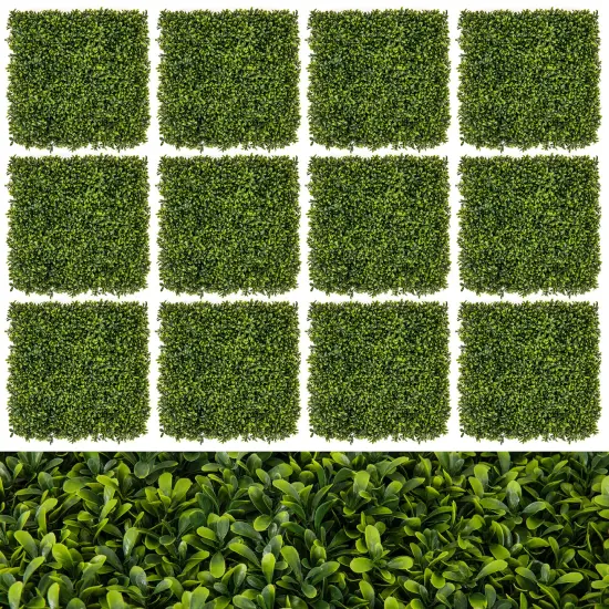 12-Pieces 20 Inch x 20 Inch Artificial Hedge Boxwood Panels {4}