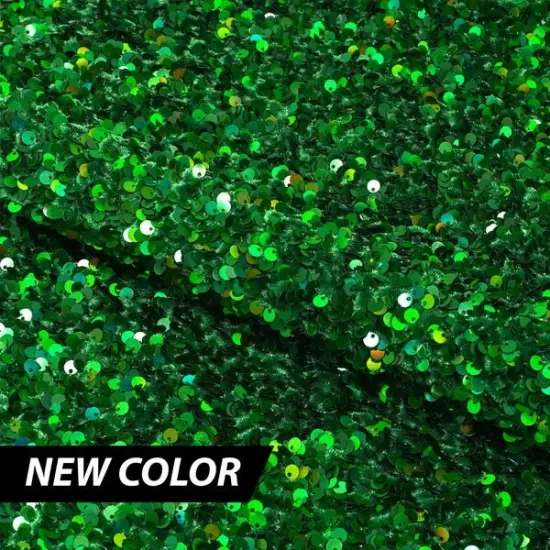 1 Yard Stretch Velvet Sequin Fabric 2 Way Polyester Spandex 36" x 60" Length by Width Kelly/Kelly {1}
