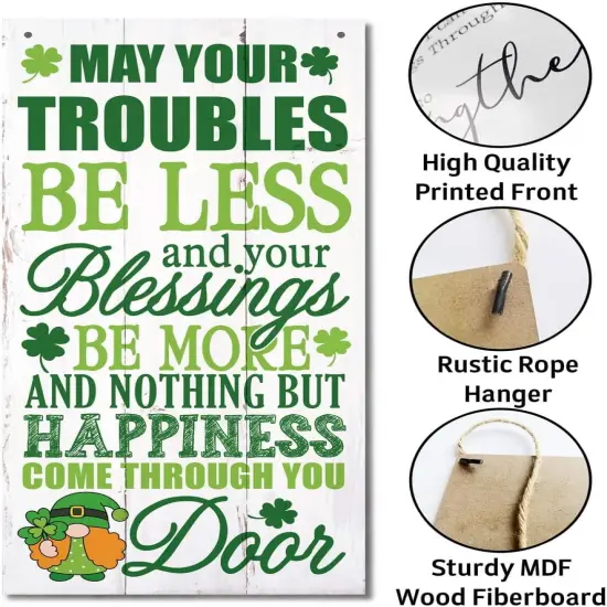 Hanging St Patricks Day Wood Decor Sign, Irish Prayer Printed Wood Wall Art Sign, Irish Home Signs Decor, Hanging Door Wood Sign, Irish Blessing Sign, St Patricks Day Decor, Rustic Farmhouse Decor {5}
