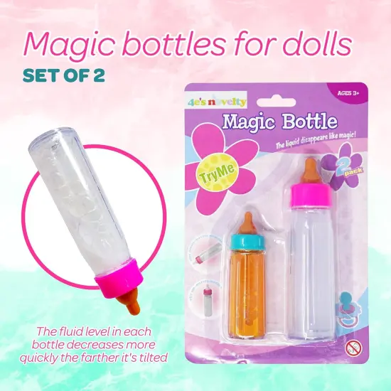4E&rsquo;s Novelty 2 Pack Baby Doll Bottles with Disappearing Milk & Juice, Baby Doll Accessories for Toddlers {6}