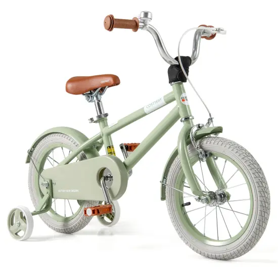 Green Steel 12/14/16/18 Inch Kids Bike with Adjustable Handlebar & Saddle {2}