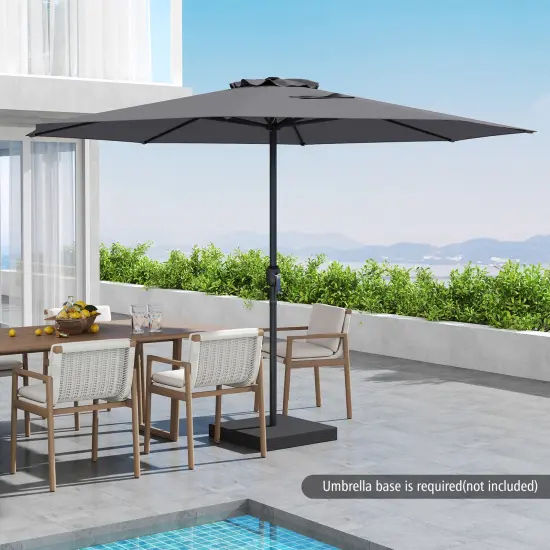 12 Feet Patio Umbrella, Fabric, Crank Handle, 8 Sturdy Ribs, Outdoor Shade for Garden & Deck Grey {2}