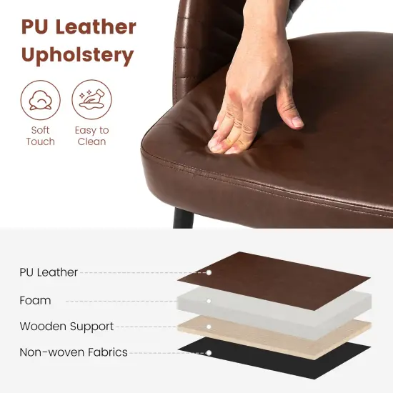 Set of 2/4Mid-Century Modern Quilted PU Leather Dining Side Chair with Metal Tapered Legs {5}