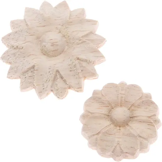 10-Pack Wood Rosettes Little Onlay Appliques, Unpainted Round Flower Carving Craft Decals for Home Chests Cabinet Door Cupboard Dresser Bed Wall Pew Wardrobe Furniture Decor (Dia-3cm/1.18") {2}