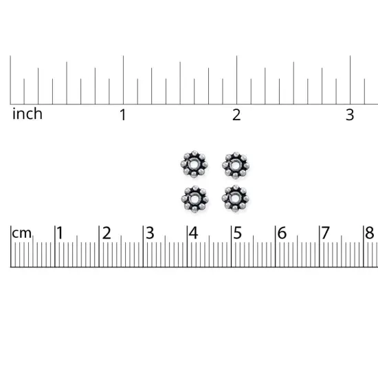 Bali Style Flat Flower Bead 6.5x2.5mm Sterling Silver (Package of 4) {3}