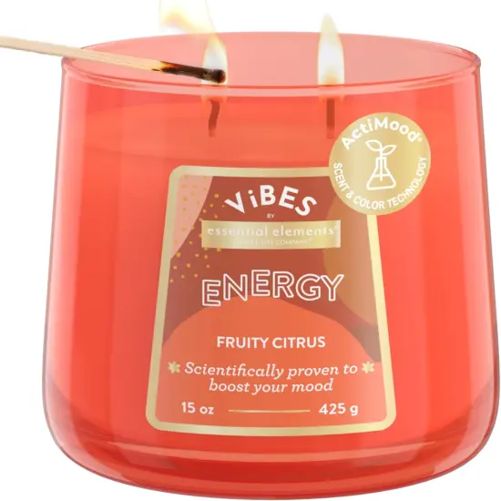 Candle-Lite Vibes Fruity Citrus Scented Candles, Perfect Relaxation Valentines Day Gifts for Her, Aromatherapy Mood-Enhancing, 15 oz 2-Wick Jar, 86 Hours Burn Time {1}