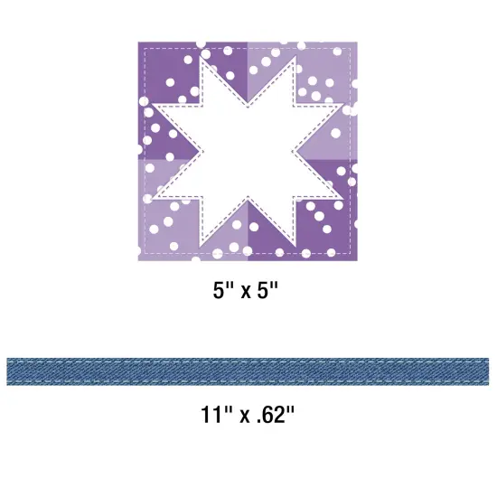 Carson Dellosa Crafty and Cool 54-Piece Together We Are a Masterpiece Motivational Bulletin Board Set, Colorful Quilt Squares and Denim Strips Classroom Decor {4}