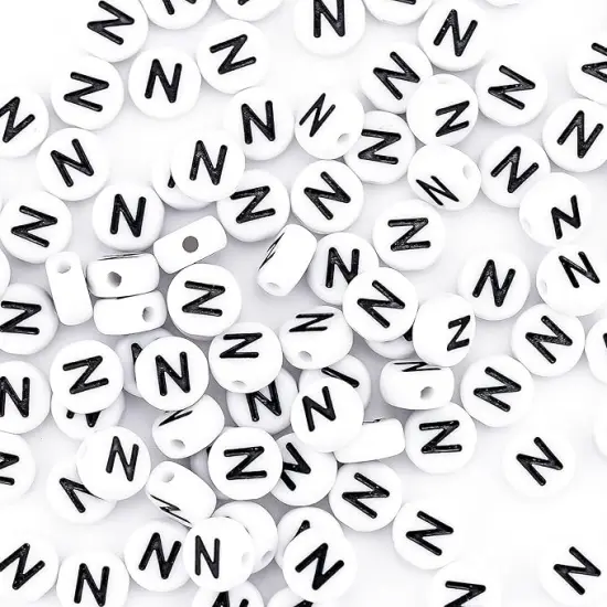 300Pcs Round Letter Beads for Charms Bracelets Making 4X7mm Individual White Alphabet Beads kit N {1}