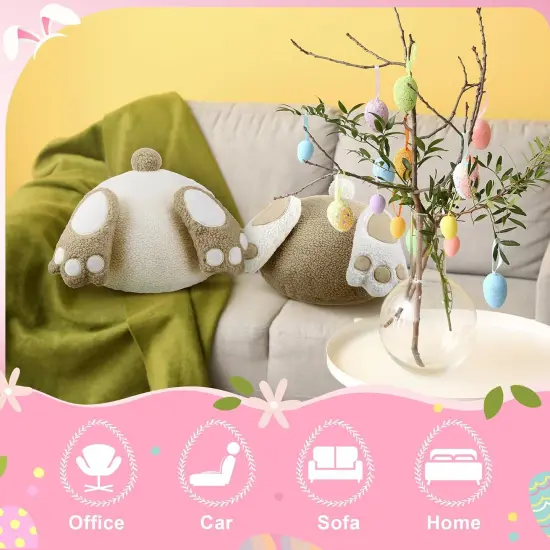 2 Pcs Happy Easter Pillow Rabbit Butt Shaped Throw Pillow Wool Bunny Decorative Pillow Cute Pillow for Couch Sofa Bed Decoration {5}