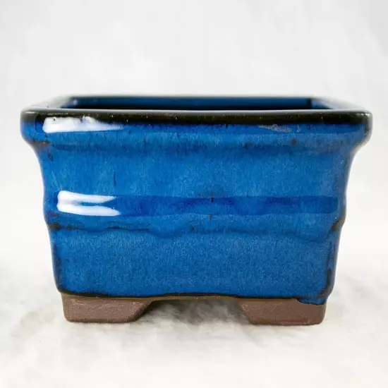Rectangular Shohin Bonsai, Succulent Pot 6"x 4.5"x 2.5" with Mesh - Blue Stain {5}