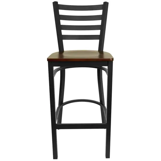 Emma and Oliver Ladder Back Metal Restaurant Dining Barstool Mahogany/BlackMetal {6}