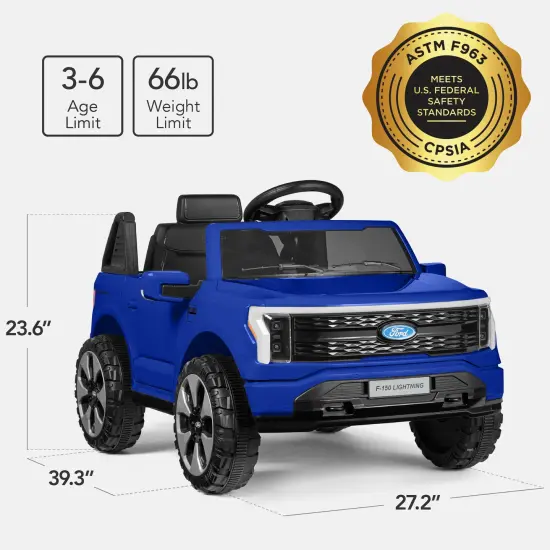 Best Choice Products Kids 12V Ride On Car Officially Licensed Ford Lightning Truck w/ Remote, LED Lights Blue {2}