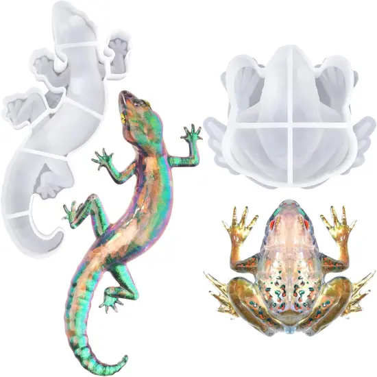 LET'S RESIN Resin Molds Silicone, 2 Pcs Animal Epoxy Resin molds with Realistic Frog and Lizard Shapes, 3D Lifelike Silicone Molds for Epoxy Resin, Wall Desktop, Cabinets Decor {1}
