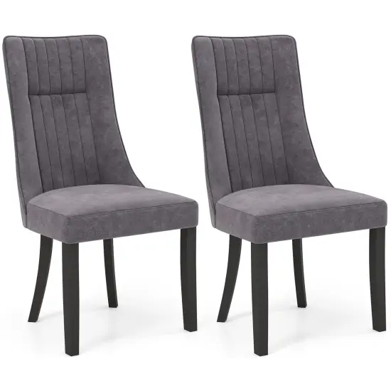 Channel Tufted Dining Chairs Set of 2 Upholstered Kitchen Side Chairs with High Backrest {1}