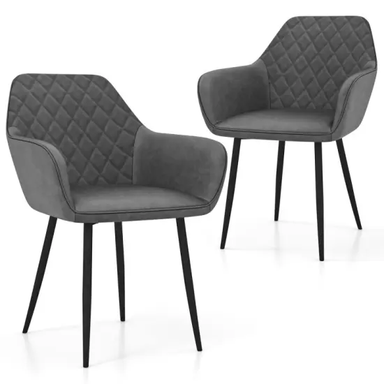 Leisure Dining Chair Set of 2 with Curved Backrest and Wide Seat Coffee {7}