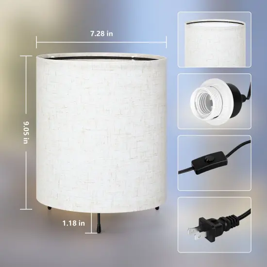 2PCS Night Light Dimmable Nightstand Lamp Linen Plug-In {2}