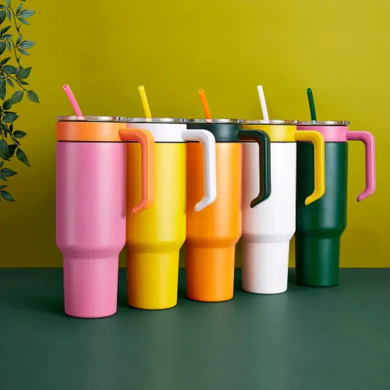 MakerFlo Tumbler Handle for 30oz & 40oz Tumblers &ndash; Twist-On, Twist-Off Craft Accessory, Ergonomic Grip, Leak-Proof Lid, Ideal for Craft and Personalization - Epoxy Green {6}