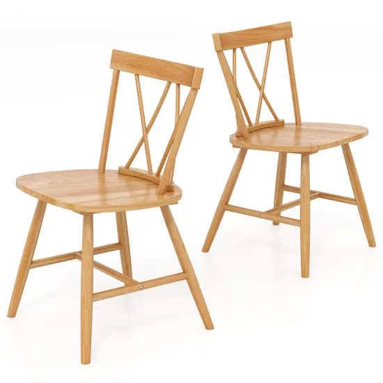 Farmhouse Dining Chair Set of 2, Rubber Wood Frame, Comfortable Seating for Kitchen and Dining Rooms Natural {4}
