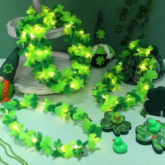 48 Pcs LED Hawaiian Leis Light up Flower Leis Necklace with LED Lights Luau Flowers Necklaces for Masquerade Beach Wedding Tropical Themed Party Supplies(Bright Green) {3}