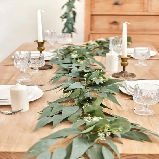 6FT Greenery Eucalyptus Garland, Spring Eucalyptus Garland for Home Decor Wedding Garland for Table Centerpieces & Wedding Arch Floral Arrangements 6FT Real Touch Silk Stems {3}