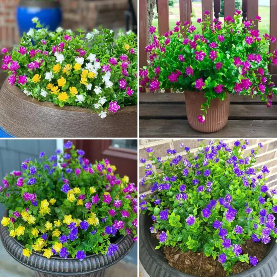 4pcs Artificial Flowers Outdoor Big Lotus Floral Greenery Shrubs Plants Orange {5}