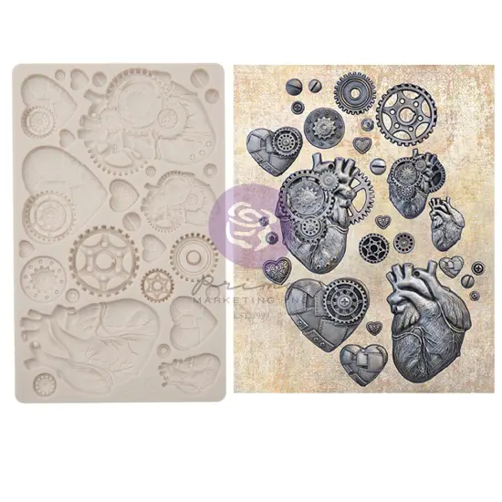 Finnabair Moulds - Steampunk Hearts - 5" x 8" x 8mm Copyright #VA0002325608 {1}