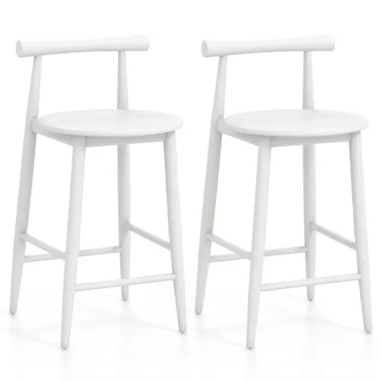 Acacia Wood Counter Height Bar Chair Set with Sturdy Frame and Supportive Legs White {7}