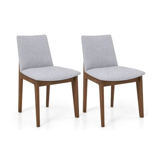 Set of 2 Wooden Dining Chairs Upholstered with High Curved Back-Walnut {1}