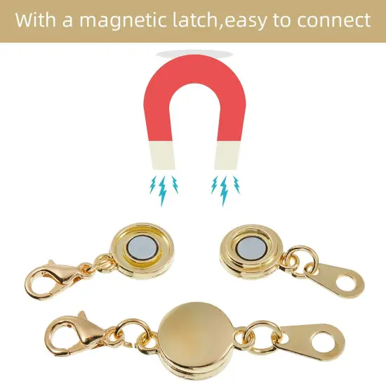 12 Pieces Locking Magnetic Jewelry Clasp Round Necklace Clasp Closures Bracelet Extender for Jewelry Making (Gold, Silver) {4}