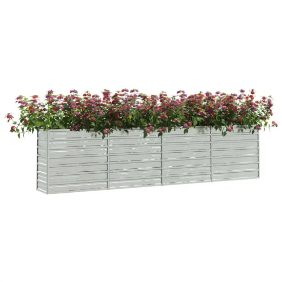 vidaXL Garden Raised Bed 126"x15.7"x30.3" Galvanized Steel Silver {3}