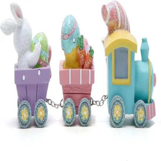 8.75" Easter Day Gnomes Train Decorations, Spring Bunny Handmade Train Figurines for Easter Decor Gift - Easter Party Table top Figurines (Multicolor) {3}