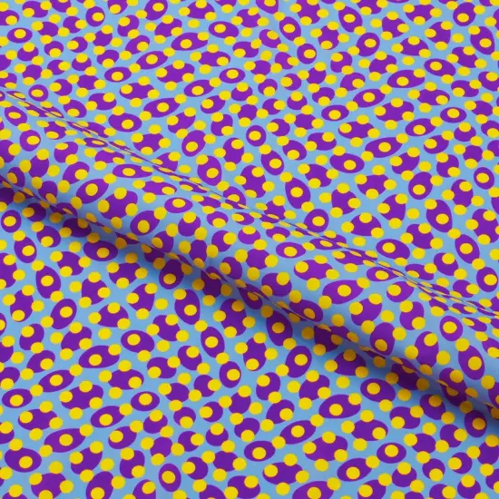 Lava Lamp Dots Printed Spandex Fabric Purple/Yellow {1}