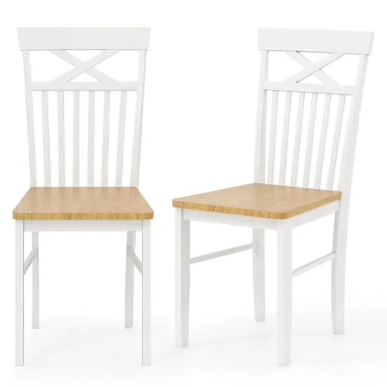 Wooden Kitchen Dining Chair Set of 2 with Rubber Wood Frame-Natural {1}