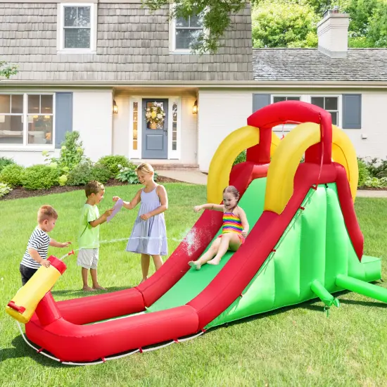 Inflatable Water Slide Bounce House with Climbing Wall and Jumper with 380W Blower {2}
