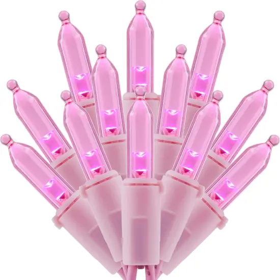 200 Pink LED Christmas Lights with Pink Wire, Pack of 2 Sets 33 ft 100 Count UL Certified Commercial Grade String Light (Pink) {1}