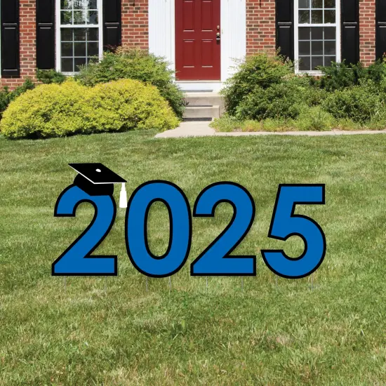 Big Dot of Happiness Blue 2025 Graduation Party Yard Signs - Outdoor Lawn Decorations - 2025 {1}