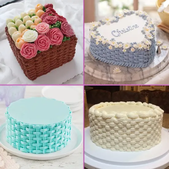 Basketweave Piping Tip Set, Stainless Steel Half Row Braided Flower Mouth Nozzles {4}