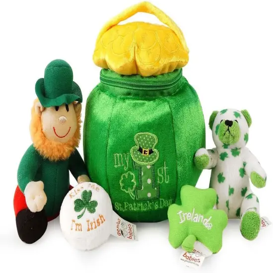 St. Patrick's Day 5-Piece Set - St Patricks Day Toys for Babies, Irish Baby Gifts with Stuffed Leprechaun {1}