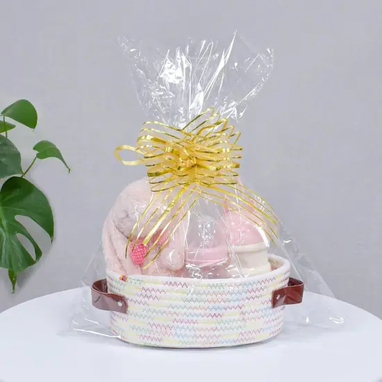 Small Woven Basket, Mini Cotton Rope Storage Basket, Tiny Easter Basket, Shelf Basket, Oval Decorative Toy Dog Cat Basket for Nursery, Empty Gift Basket, 9.4" x 5.9" x 3.9" XS {3}